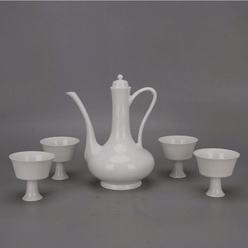 大明成化年白釉暗刻薄胎茶具酒具套件 仿古瓷器景德鎮手工瓷收藏