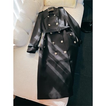 女神御姐范高級感黑色英倫風氣質高端中長款風衣收腰過膝外套女