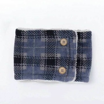 日本 AUBE - 2WAY雙面毛絨保暖圍脖(兒童)-格紋-深藍紫