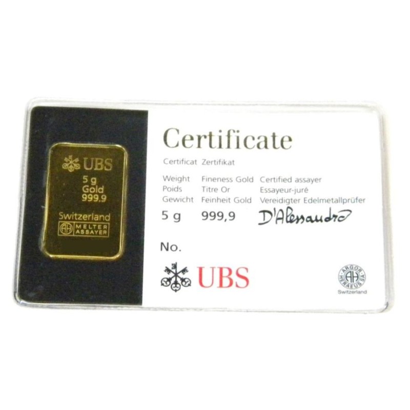 UBS 純金 インゴット 5g ゴールドバー 24金 k24 金塊(41645