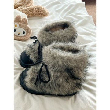 厚底白色毛毛雪地靴女2026秋冬季新款加絨加厚短靴保暖東北棉鞋子