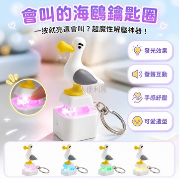 台灣出貨✨ 發光發聲按鍵 海鷗造型鑰匙圈 學生創意解壓玩具 趣味惡搞掛件 抽象風鑰匙扣