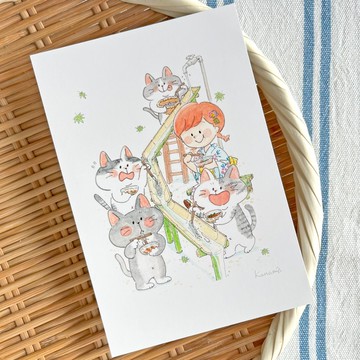 明信片 – 流水麵與貓