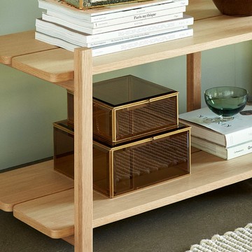 【Hübsch】－151201 琥珀色水晶玻璃置物盒組 收納盒 飾品盒