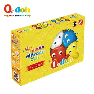 【Q-doh】超柔軟矽膠有機黏土-歡樂柔軟(12色組：黏土+工具)   | 生日禮物 | 兒童節禮物 | 統感玩具 | 兒童玩具 | DIY玩具 | MIT超安全