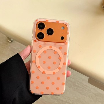 簡約撞色波點磁吸手機殼 磁吸殼 iphone17promax手機殼16 15 14 13 蘋果防摔保護殼 不撞款
