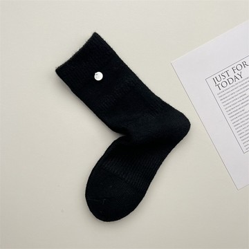 冬季實用 加厚純色中筒襪122547C