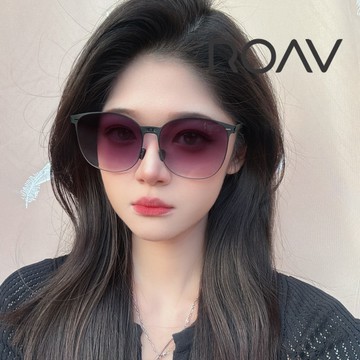 ROAV 美國洛杉磯品牌 CHARLIZE 大鏡面輕量薄鋼折疊太陽眼鏡 SS009.13.41 霧黑框漸層灰 公司貨