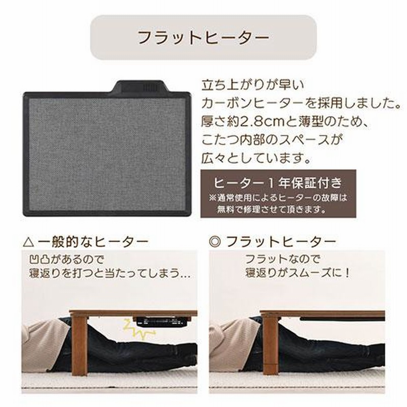 こたつテーブル 長方形 テーブル フラットヒーター こたつ 机