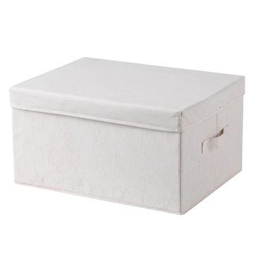 ANTIAN 天地蓋可折疊棉麻布藝衣物收納盒/防潮防塵搬家整理箱/可水洗便攜收納箱收納櫃  米白色  45 x 35 x 25cm  1個