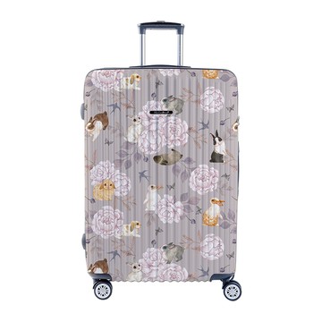 [納莎登]26吋 二代版 新無憂 英格藍貓聯名款 獨特印花拉鍊行李箱 鏡花緣仙兔 煙紫