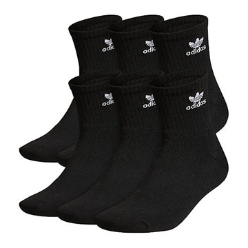 Adidas[美國進口厚襪] 男女1/4高黑色襪子(6双)