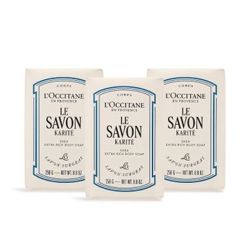L OCCITANE 歐舒丹 乳油木皂250gX3-新版-任選[牛奶/薰衣草/馬鞭草]-百貨公司貨