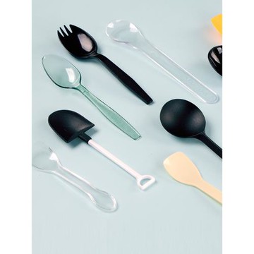 喇叭花透明一次性塑料勺子布丁勺酸奶勺蛋糕雪糕勺慕斯杯甜品叉勺