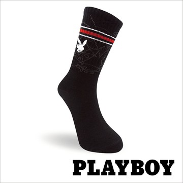 【襪款任選3雙$299 、6雙$511】PLAYBOY 繽紛兔頭女中筒休閒襪-黑 (BD4523)