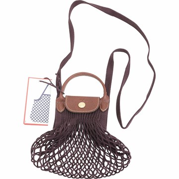 LONGCHAMP Le pliage Filet 迷你 棉線編織手提/肩背漁網包(深紫)