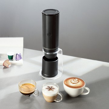 Hero 攜帶型電動兩用義式萃取膠囊咖啡機全配組(便攜包+支架) - 白色