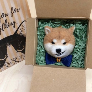 柴犬頭吊飾 /啡柴