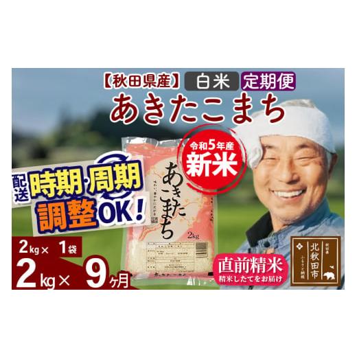 ふるさと納税 秋田県 北秋田市 《定期便9ヶ月》＜新米＞秋田県産 あきたこまち 2kg(2kg小分け袋) 令和5年産 配送時期選べる 隔月お届けOK お米 おおも…