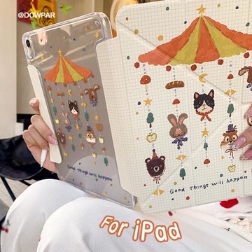 DWOPAR【童趣掛鈴X筆套款】25款air7原創適用蘋果iPad10/11代平板殼防彎mini7保護殼pro11亞克力13寸套