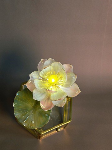 【沾浸藝術•玻璃飾盒】夏荷。小夜燈。生日禮物