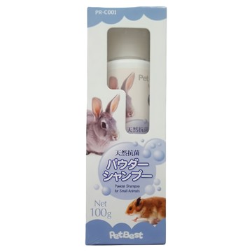 PetBest 小動物澎澎機能乾洗粉100g-兔子/倉鼠/天竺鼠適用 溫和清潔、去除異味  小動物 白色  1瓶
