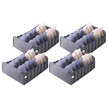 摺疊透氣7格收納袋 灰色 內衣褲襪 抽屜整理  4個