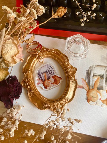 Zoesforest森林復古文具鑰匙圈-小兔古董削筆器