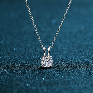 【巴黎精品】莫桑鑽項鍊925純銀吊墜-0.8ct簡約百搭四角鎖骨鍊女飾品a1cn111