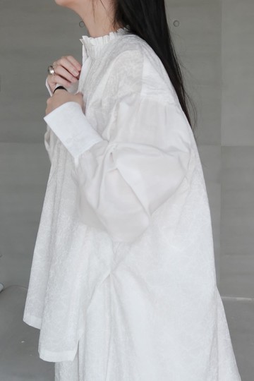 潑墨棉與亞麻拼接米白襯衫