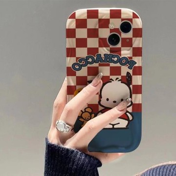 格子帕恰狗適用三星s24fe/s23fe手機殼硅膠s22+/s21+可愛創意s24ultra/s23+新款a55a54全包a25a24防摔a15a14