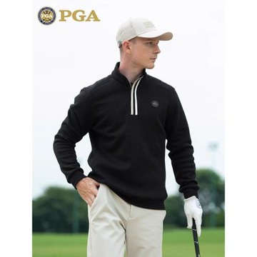 美國PGA 高爾夫服裝男士秋冬長袖T恤翻領polo衫高彈面料舒適保暖