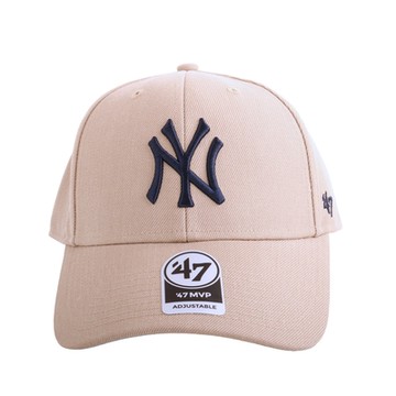 47BRAND 品牌-NY 白繡線第47章 男性棒球帽/(卡其)