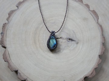 特價出清~N60~拉長石 l 南美蠟線 l 手工編織 l 項鍊