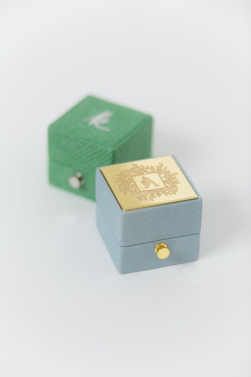 皮革戒指盒 - CLASSIC LOCK GRAND - 手工訂製 復古風格 વાદળી (求婚)