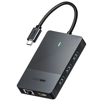CODEWAY USB Type-C 多孔集線器 隨插即用 高相容 高效能 8埠  1個  黑色