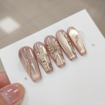 💕加一出品💕穿戴式貓眼純手工精品穿戴甲片高級感秋冬蝴蝶半貼假指甲美甲精緻穿戴甲 IA2M