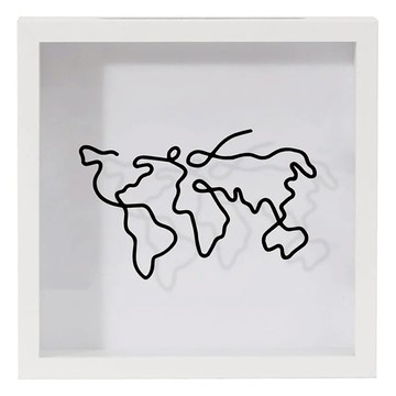 Time Leisure 門票明信片回憶儲存盒 相框式存錢罐 地圖白  1個  29 x 29cm  白色