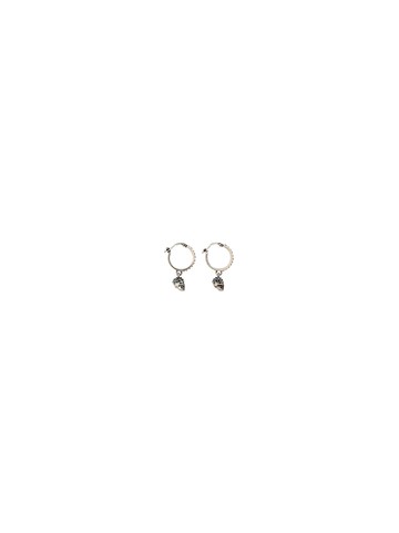 Alexander McQueen Antique Silver Skull Hoop Earrings