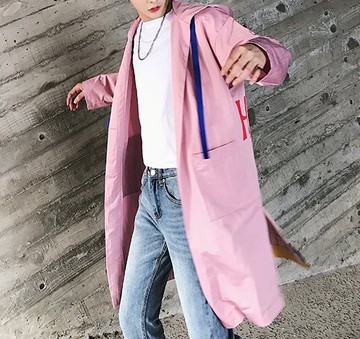 FINDSENSE H1 2018 夏季 新款 個性 重工藝噴繪圖案長款連帽 防嗮風衣外套 獨家款 潮男