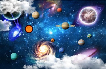 定制ktv墻紙科幻星空天花壁紙酒吧歌廳太空星空主題酒店墻紙壁畫