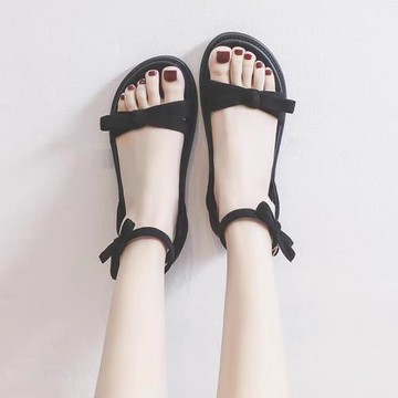 潮牌時裝涼鞋女2025年夏季新款網紅爆款仙女風平底學生百搭羅馬鞋