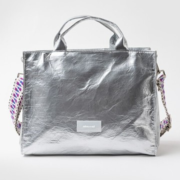 韓國 Miyansol 皺皺兩用方包 冰心銀