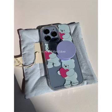 PANLINGWAN原創愛心小熊baby藍手機殼適用于14promax可愛ins卡通