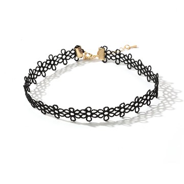 黑白色蕾絲鎖骨鏈超仙女短款頸帶網紅韓國簡約choker個性脖頸飾品