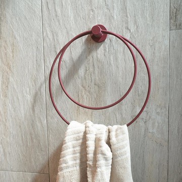 【Hübsch】－990924 酒紅色工業風金屬毛巾架 掛勾新年禮物