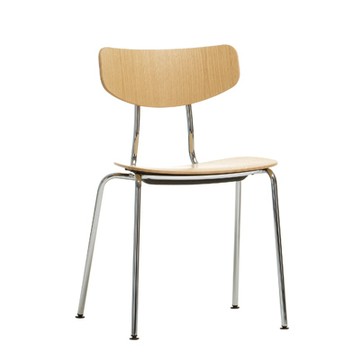 Moca 輕量纖細椅（淺橡木、鉻椅腳）