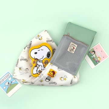 peanuts史努比印花便攜寵物斜挎包(綠白) (寵物外出包)