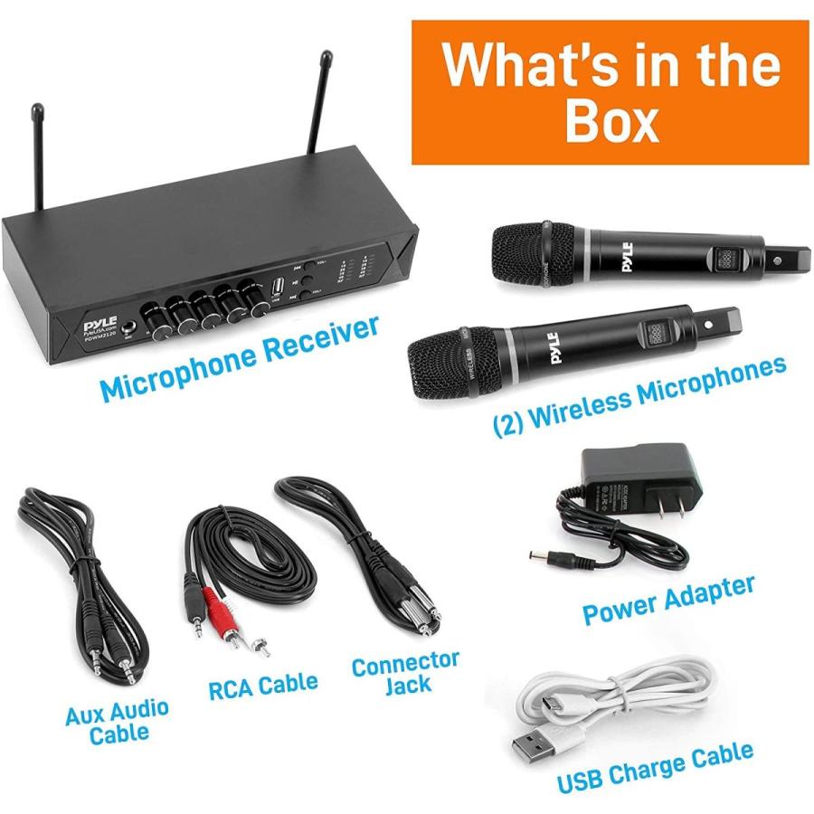 UHF 50 Channel Wireless Microphone System Rechargeable Dual Cordless