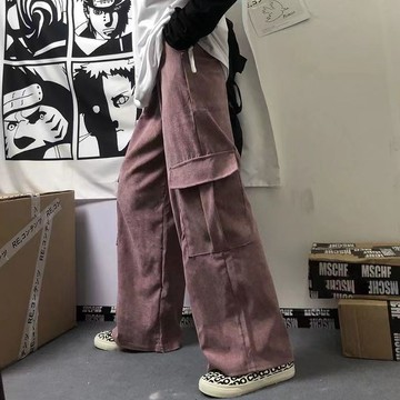 闊腿褲男女秋冬ins原宿風寬鬆百搭燈芯絨直筒褲新款休閒工裝長褲子
